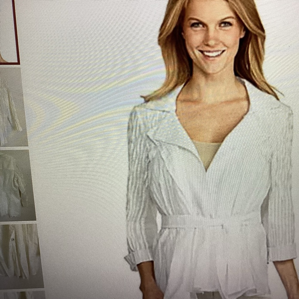 Elie Tahari white Mischa jacket Size Small 100% cotton no belt NWT